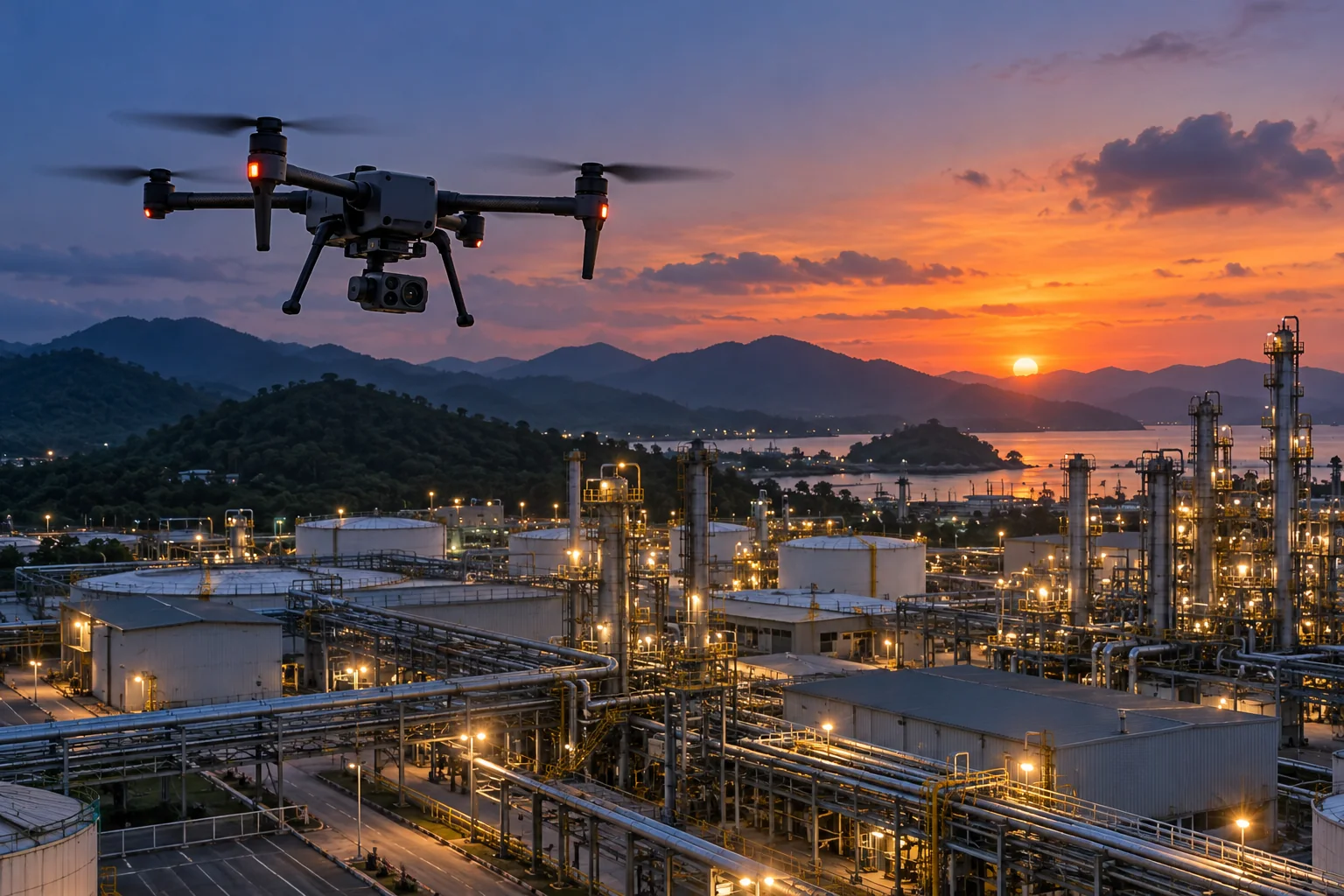 Ilustrasi drone untuk inspeksi industri